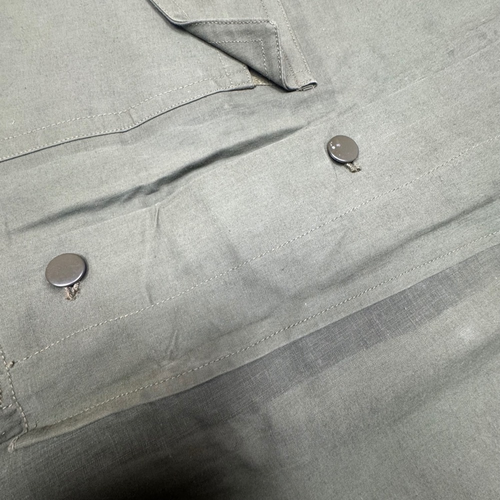 Vintage US Navy Bib Overalls Pants Dungarees Olive Green Cotton Talon Zipper L - Picture 9 of 13